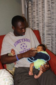 Joe feeding the Milk Monster